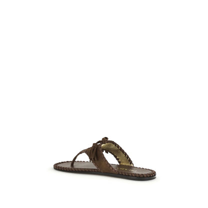 Prada Brown Calf Leather Bos Taurus Sandals