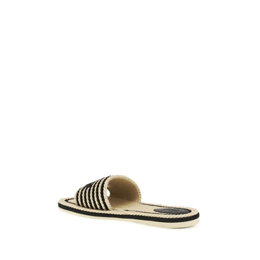 Chloé Multicolor Raffia Flat Sandals