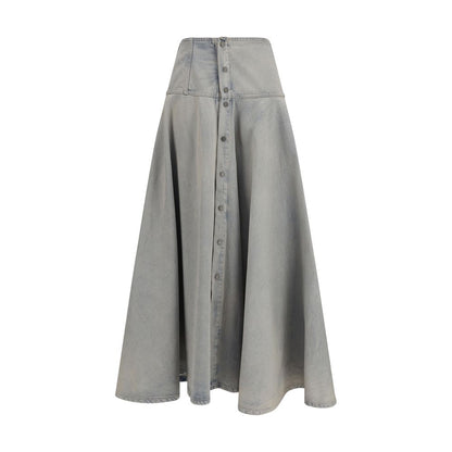 Haikure Blue Cotton Midi Skirt