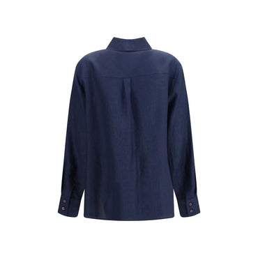Lardini Blue Linen Dress Shirt