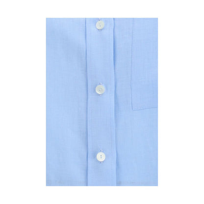 Lardini Blue Linen Dress Shirt