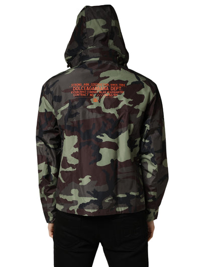 Dolce & Gabbana Multicolor Camouflage Hooded Bomber Jacket