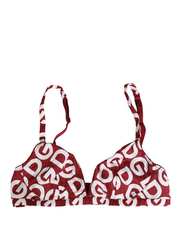 Dolce & Gabbana Red Logo Monogram Cotton Soft Cup Bra Underwear