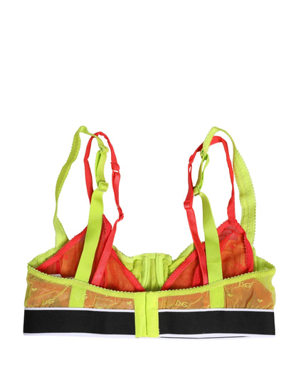 Dolce & Gabbana Yellow Nylon Layered Lace Balconnet Bra Underwear