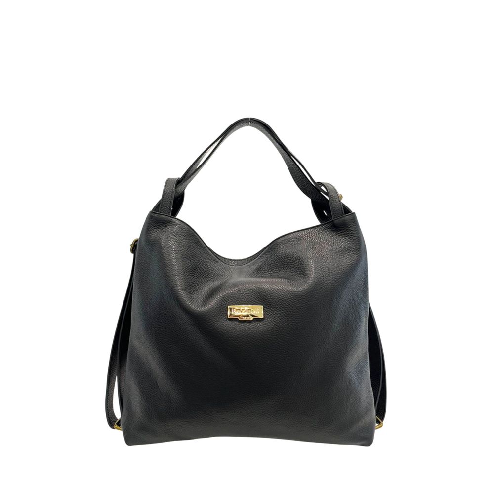 Baldinini Trend Black Cowhide Backpack