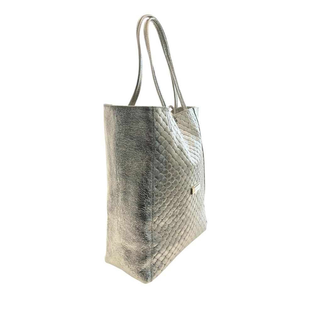 Baldinini Trend Gray Cowhide Clutch Bag