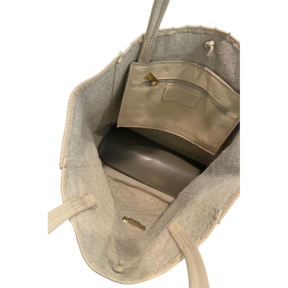 Baldinini Trend Beige Cowhide Clutch Bag