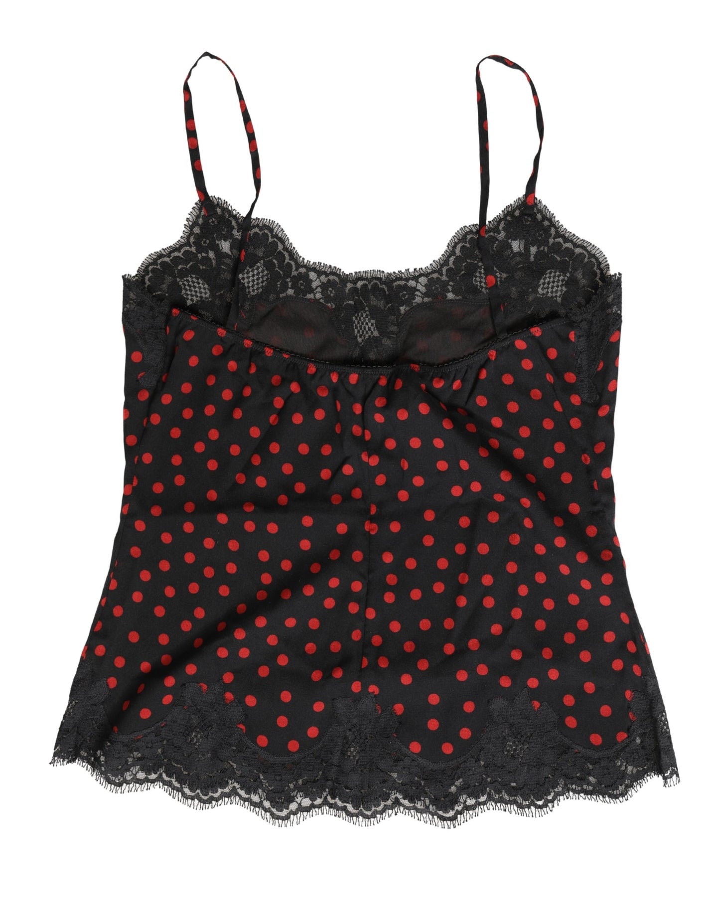 Dolce & Gabbana Black Polka dot Silk Tank Camisole Top Sleepwear