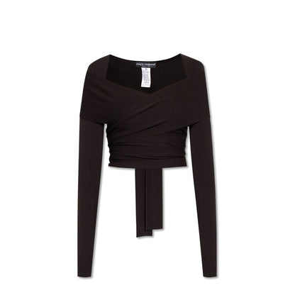 Dolce & Gabbana Black Elastane Tank Tops