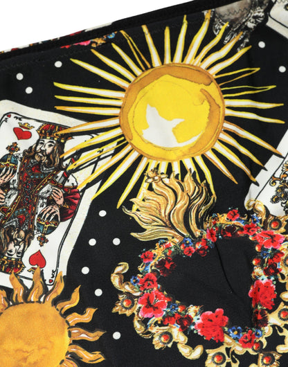 Dolce & Gabbana Black Graphic Cards Print Bikini Bottom Swimwear