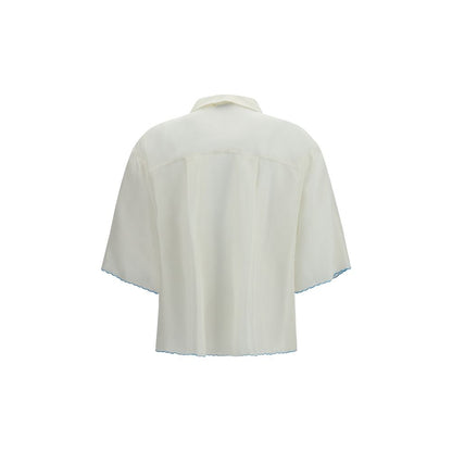 Forte_Forte White Silk Pattern Shirt