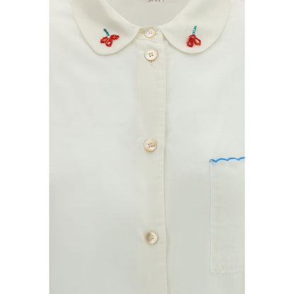 Forte_Forte White Silk Pattern Shirt