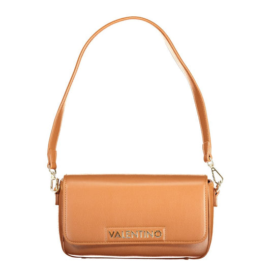 Mario Valentino Brown Polyurethane Women's Bag with Adjustable Shoulder Strap