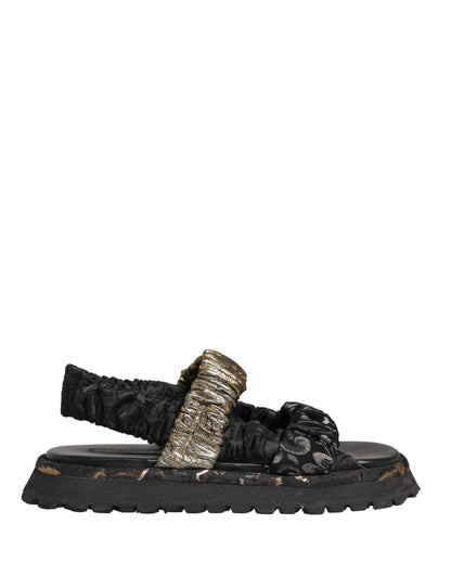 Dolce & Gabbana Black Ruching Detail Flats Men Sandals Shoes