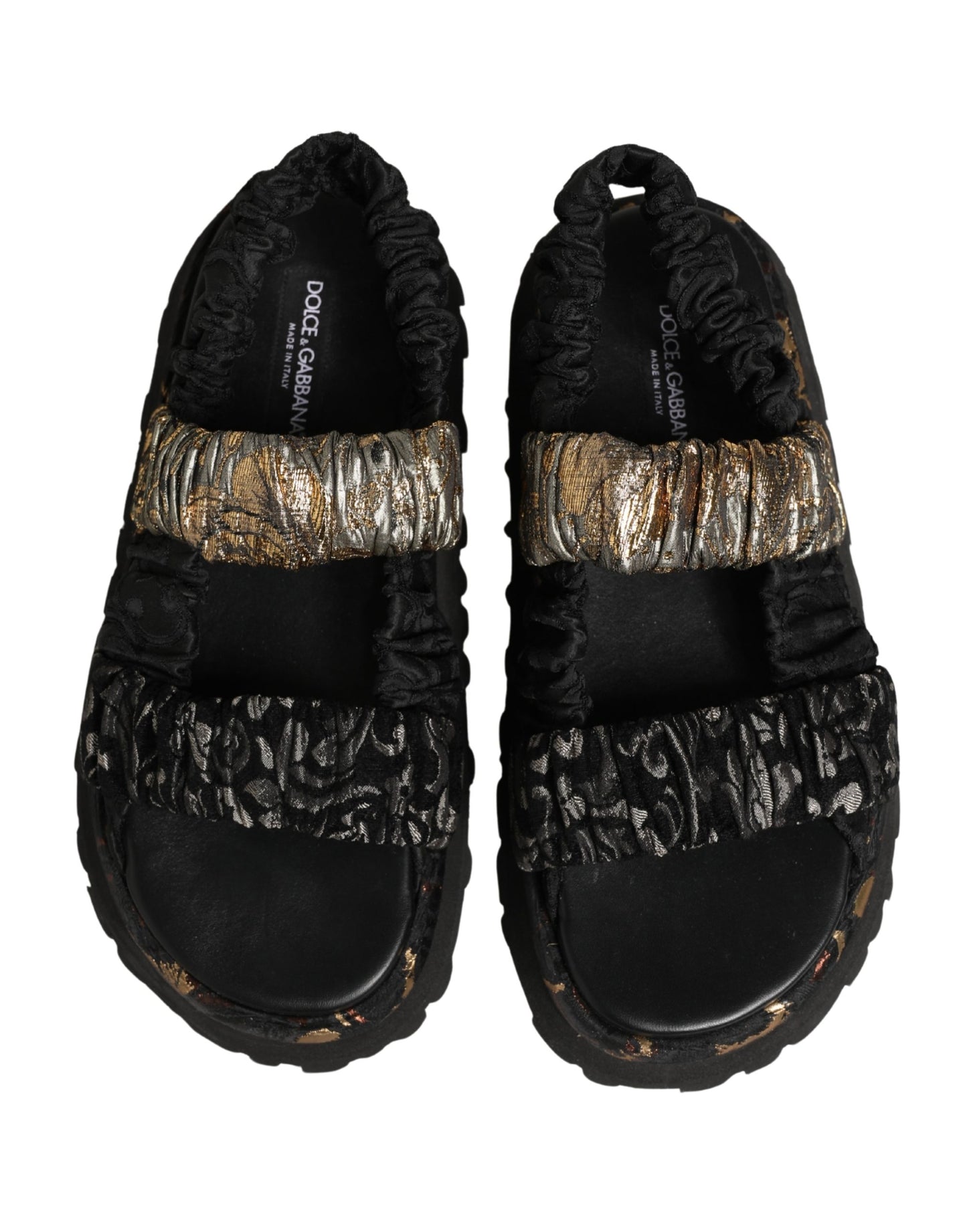 Dolce & Gabbana Black Ruching Detail Flats Men Sandals Shoes