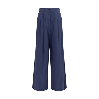 Max Mara Blue Cotton Casual Pants