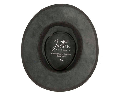 Black Australian Kangaroo Leather Crushable Outback Jacaru Hat-5