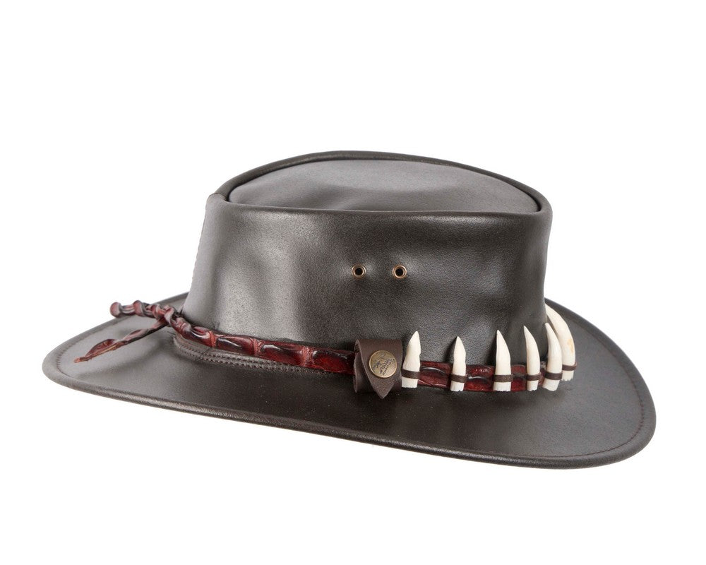 Australian Leather Outback Jacaru Hat with 11 Crосоdile Teeth-3