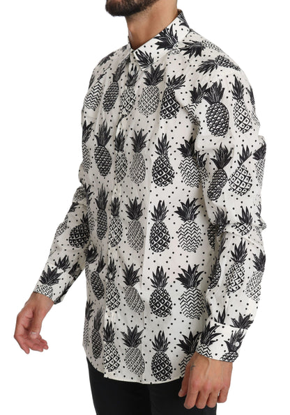 Dolce & Gabbana White Pineapple Cotton Top Shirt