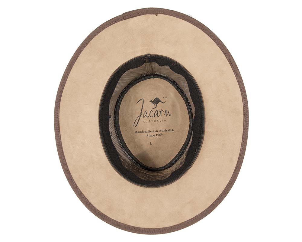 Stonewash Brown Australian Kangaroo Leather Cooler Jacaru Hat-5