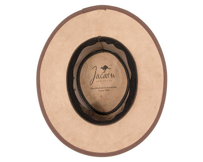 Stonewash Brown Australian Kangaroo Leather Cooler Jacaru Hat-5