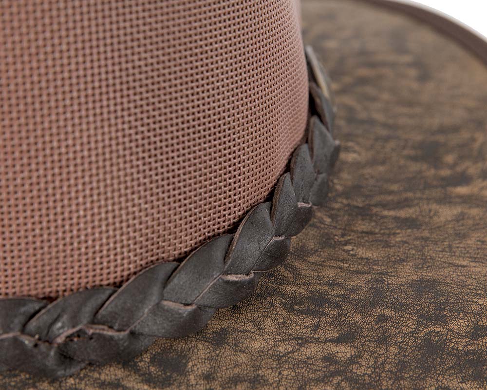 Stonewash Brown Australian Kangaroo Leather Cooler Jacaru Hat-2