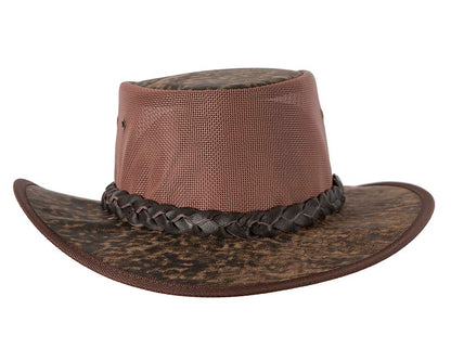 Stonewash Brown Australian Kangaroo Leather Cooler Jacaru Hat-4