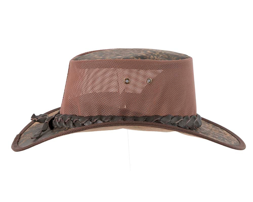 Stonewash Brown Australian Kangaroo Leather Cooler Jacaru Hat-3