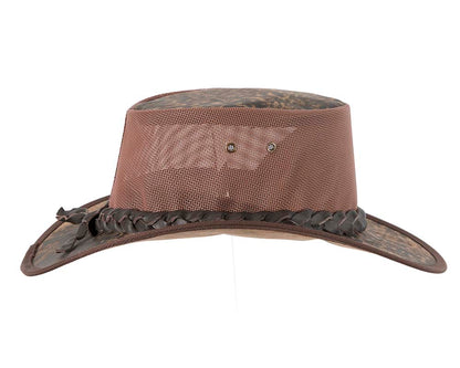 Stonewash Brown Australian Kangaroo Leather Cooler Jacaru Hat-3