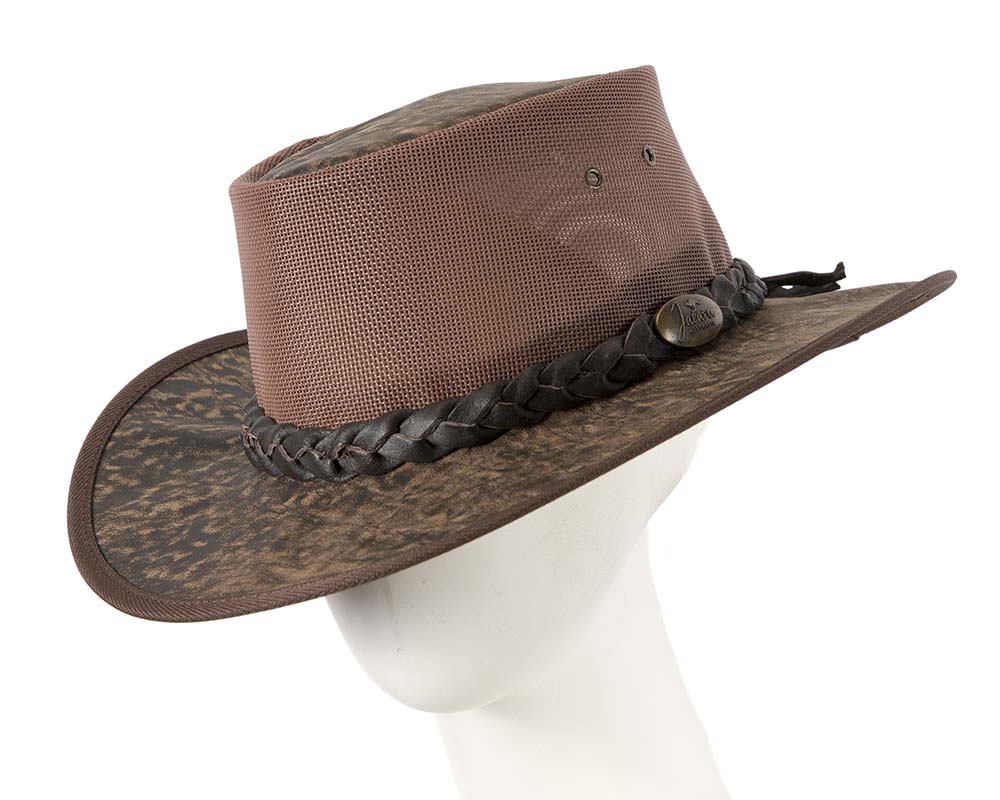 Stonewash Brown Australian Kangaroo Leather Cooler Jacaru Hat-0