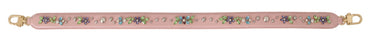 Dolce & Gabbana Stunning Pink Crystal Studded Leather Strap