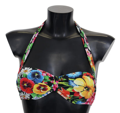 Dolce & Gabbana Multicolor Floral Print Swimwear Bikini Tops