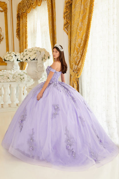 OFF THE SHOULDER FLORAL QUINCE BALL GOWN CD15702-6