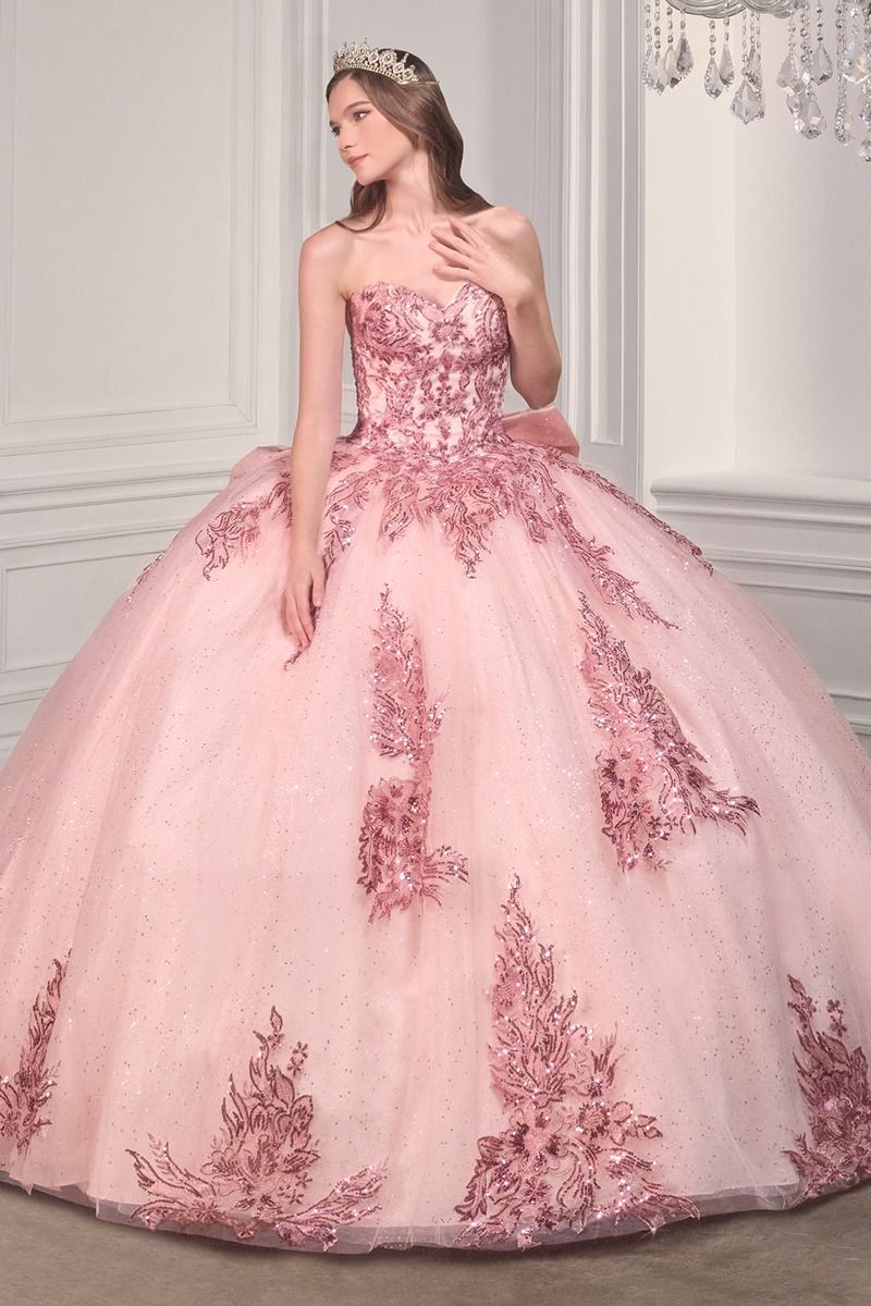 STRAPLESS LAYERED BALL GOWN WITH BOW DETAIL CD15715-5