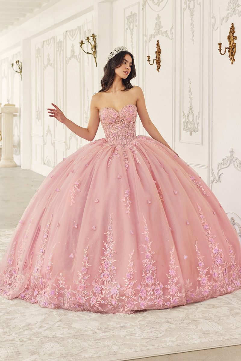 STRAPLESS QUINCEANERA BALL GOWN WITH REMOVABLE CAPLET CD15723-3