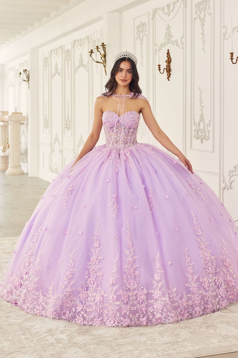 STRAPLESS QUINCEANERA BALL GOWN WITH REMOVABLE CAPLET CD15723-0