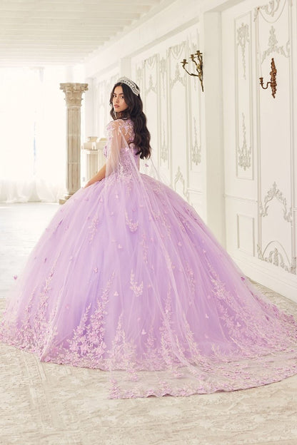 STRAPLESS QUINCEANERA BALL GOWN WITH REMOVABLE CAPLET CD15723-2