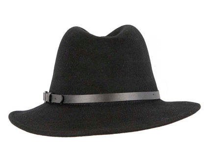 Unisex Black Fedora Felt Wide Brim Foldable Hat-7