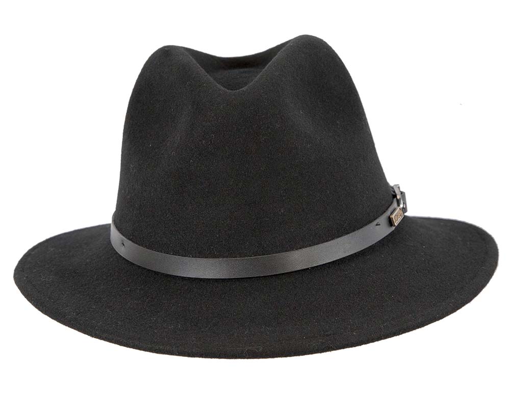 Unisex Black Fedora Felt Wide Brim Foldable Hat-4