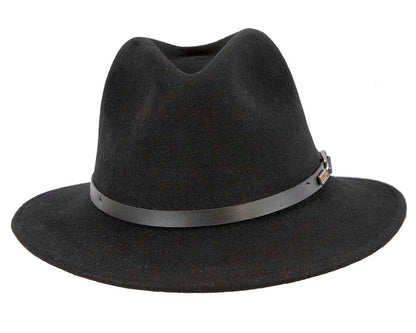 Unisex Black Fedora Felt Wide Brim Foldable Hat-4