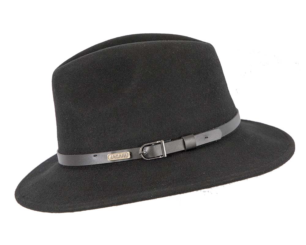 Unisex Black Fedora Felt Wide Brim Foldable Hat-3