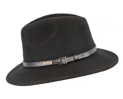 Unisex Black Fedora Felt Wide Brim Foldable Hat-3