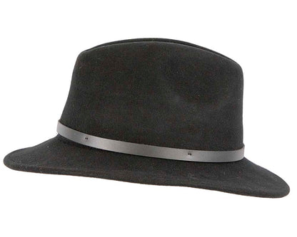 Unisex Black Fedora Felt Wide Brim Foldable Hat-2
