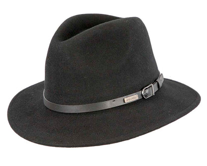 Unisex Black Fedora Felt Wide Brim Foldable Hat-1