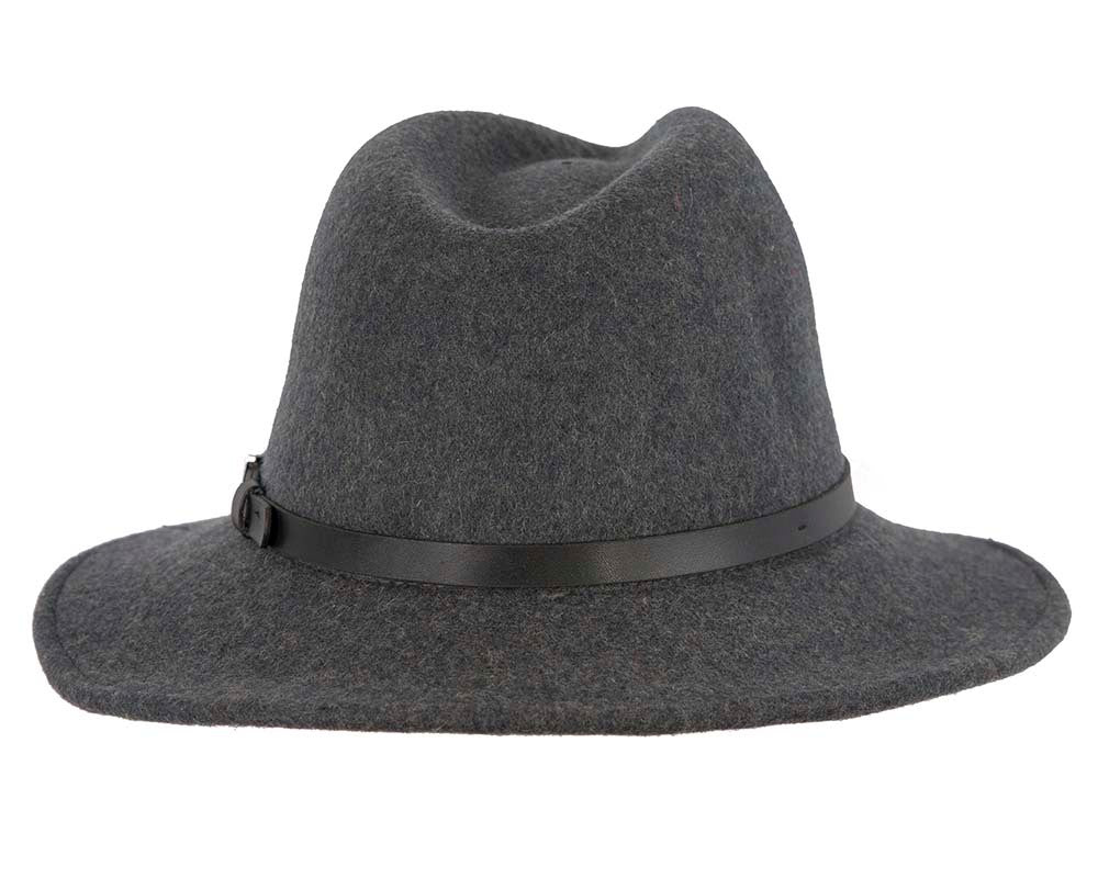 Unisex Dark Grey Fedora Felt Wide Brim Foldable Hat