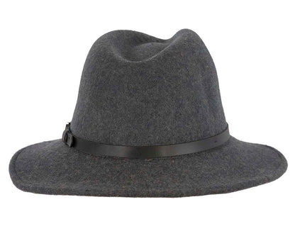 Unisex Dark Grey Fedora Felt Wide Brim Foldable Hat