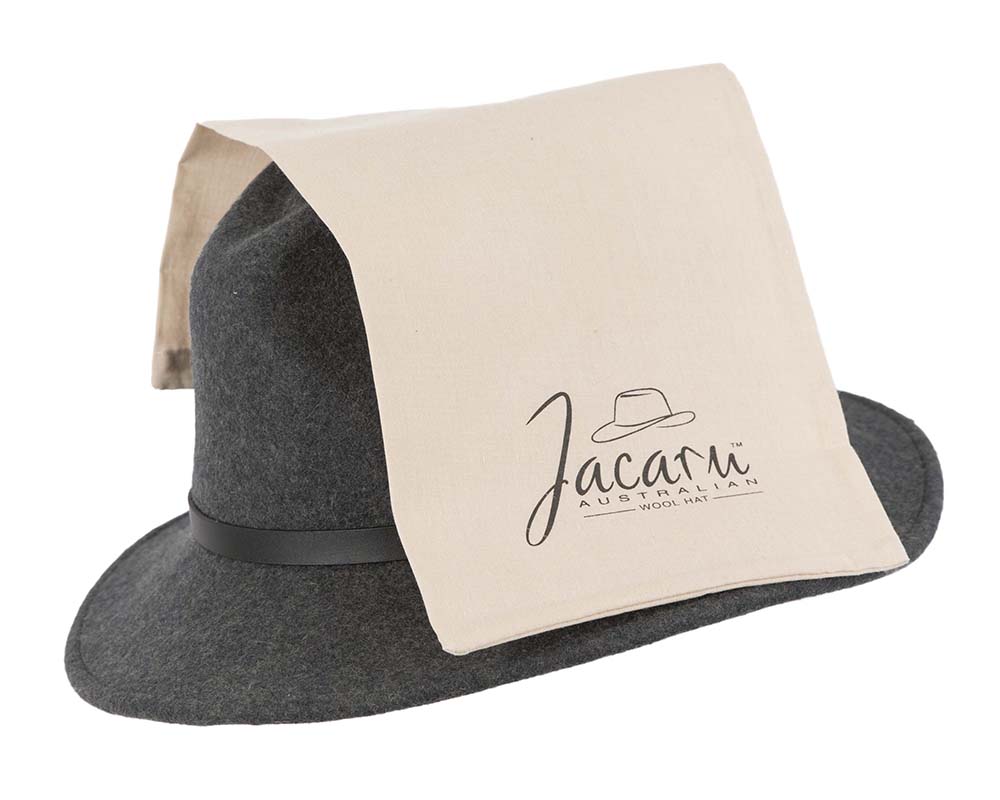 Unisex Dark Grey Fedora Felt Wide Brim Foldable Hat