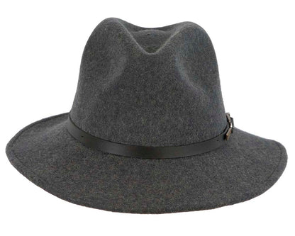 Unisex Dark Grey Fedora Felt Wide Brim Foldable Hat