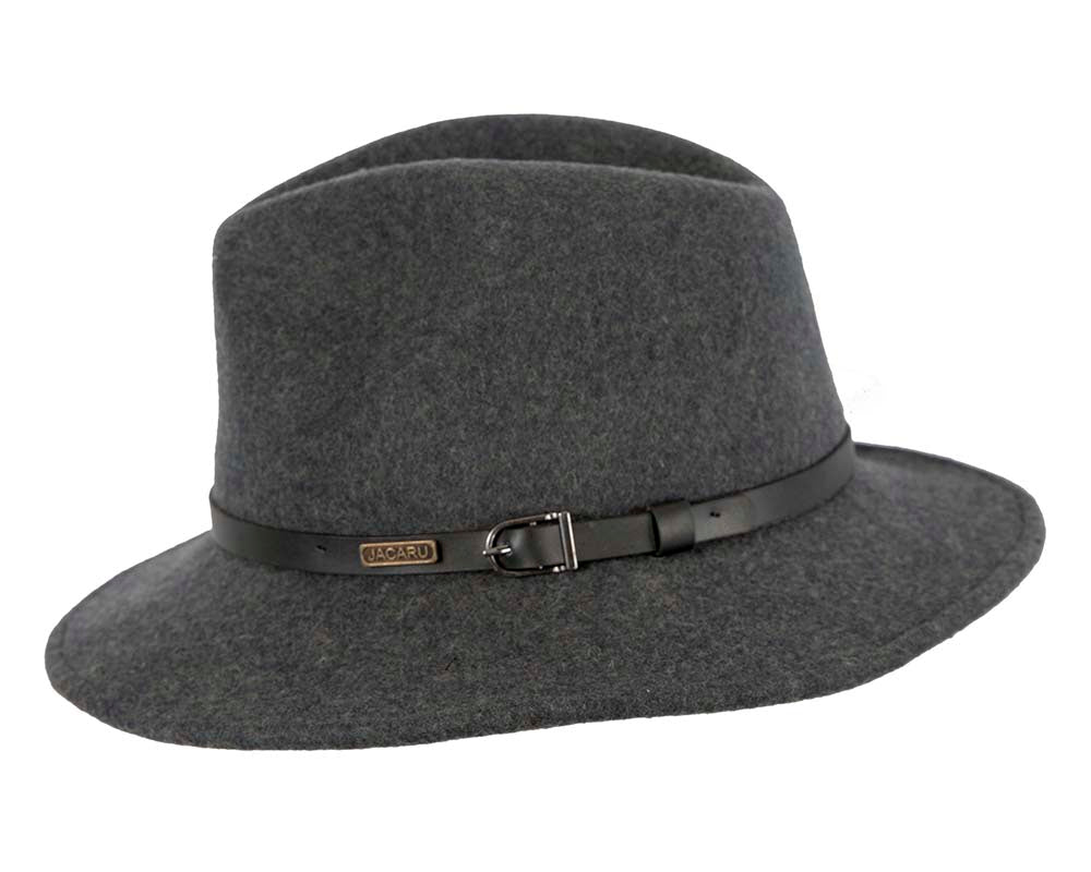 Unisex Dark Grey Fedora Felt Wide Brim Foldable Hat