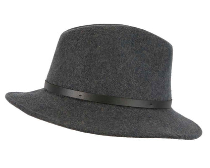Unisex Dark Grey Fedora Felt Wide Brim Foldable Hat